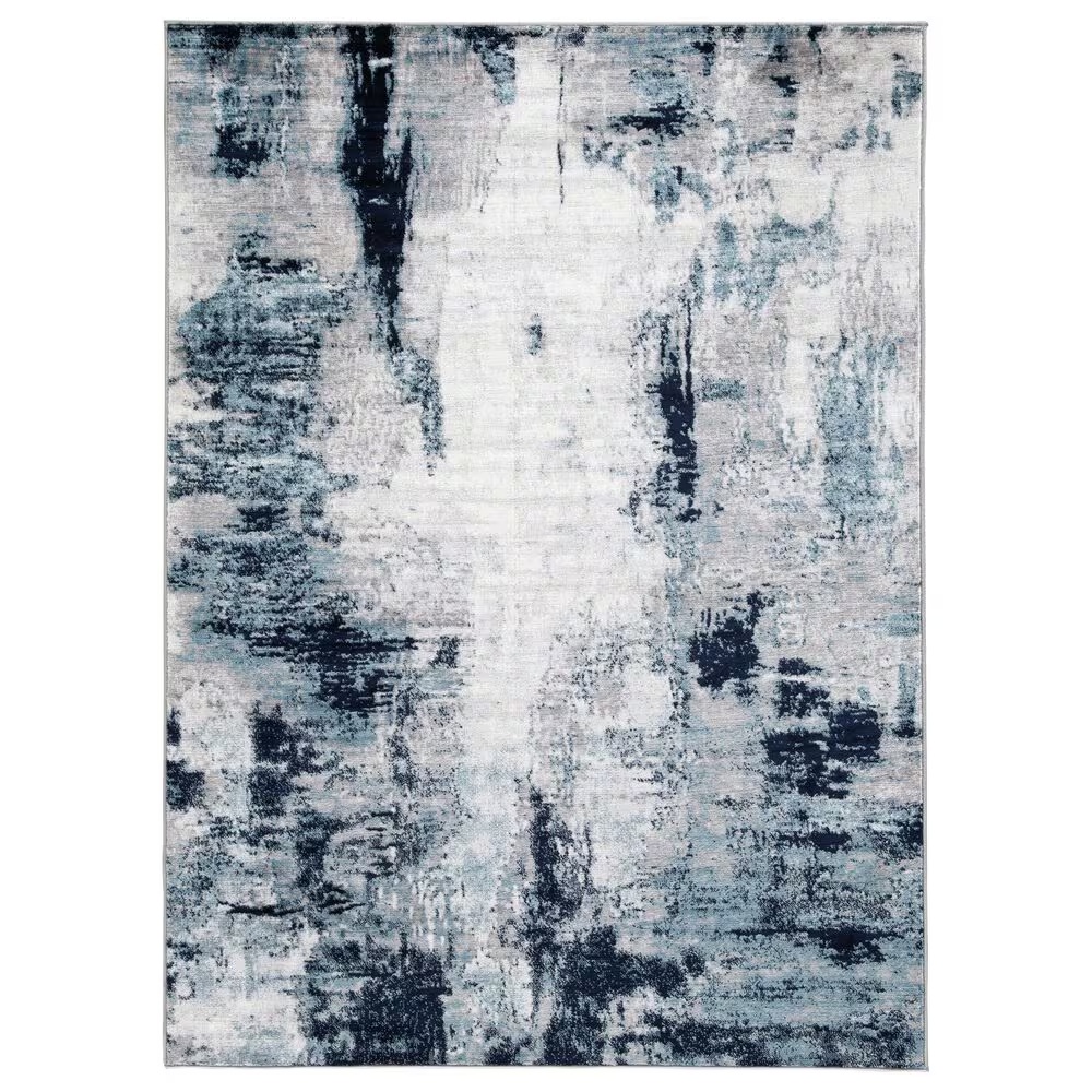Ashley Leonelle 7'10" x 10' Cream, Blue and Gray Area Rug