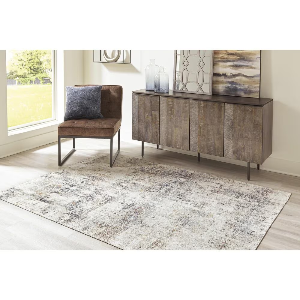 Ashley Jerelyn 7'10" x 10' Gray, Ivory and Orange Indoor/Outdoor Area Rug