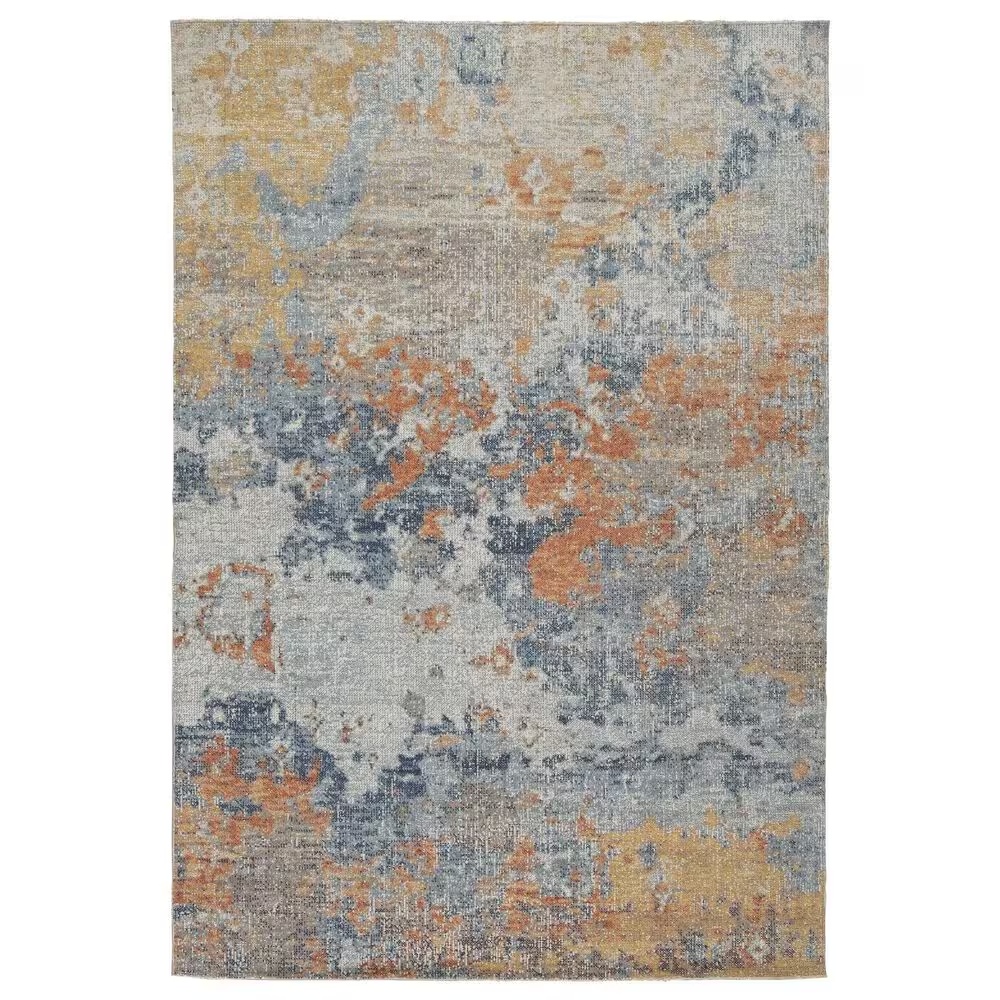 Ashley Wraylen 7'10" x 10' Orange, Blue and Gray Indoor/Outdoor Area Rug