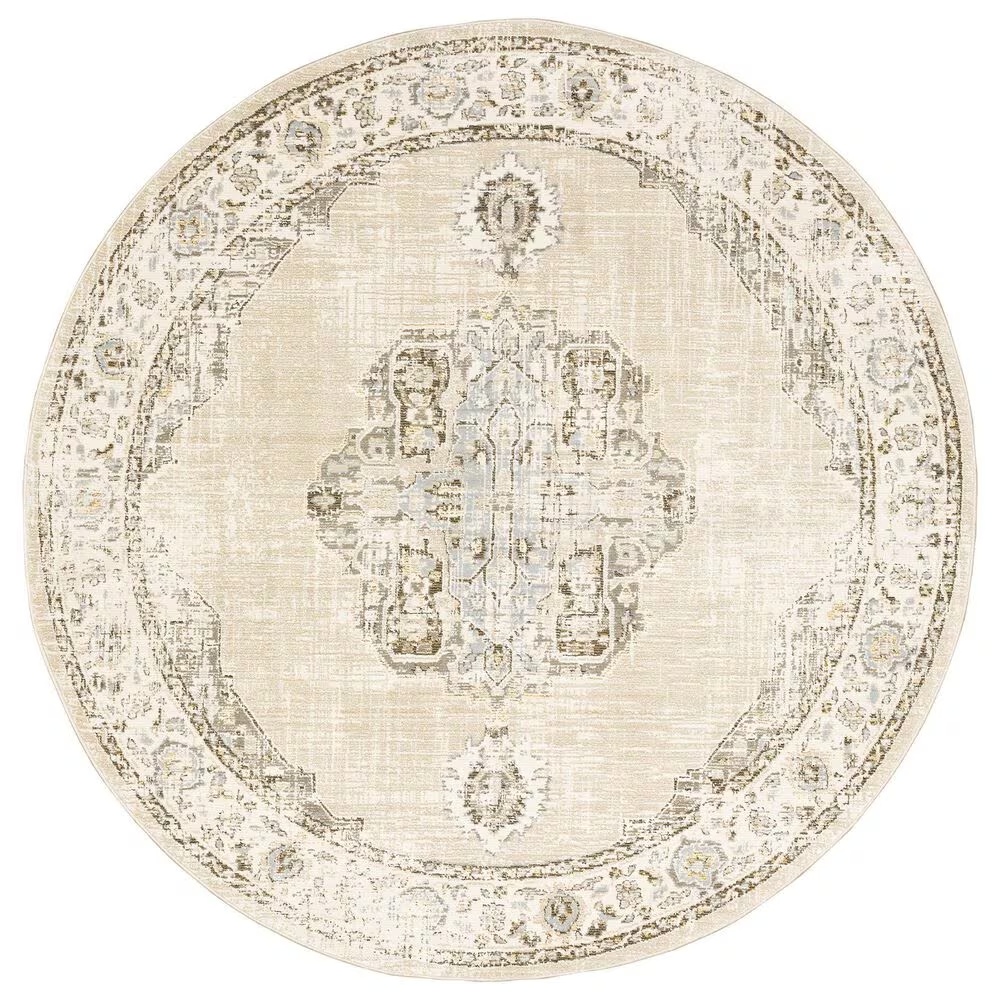 Oriental Weavers Andorra Medallion 7'10" Round Beige Area Rug