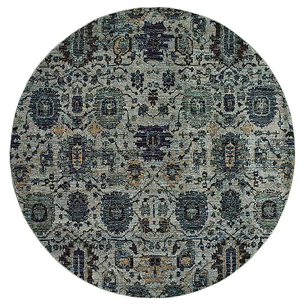 Oriental Weavers Andorra 7'10" Round Blue and Navy Area Rug