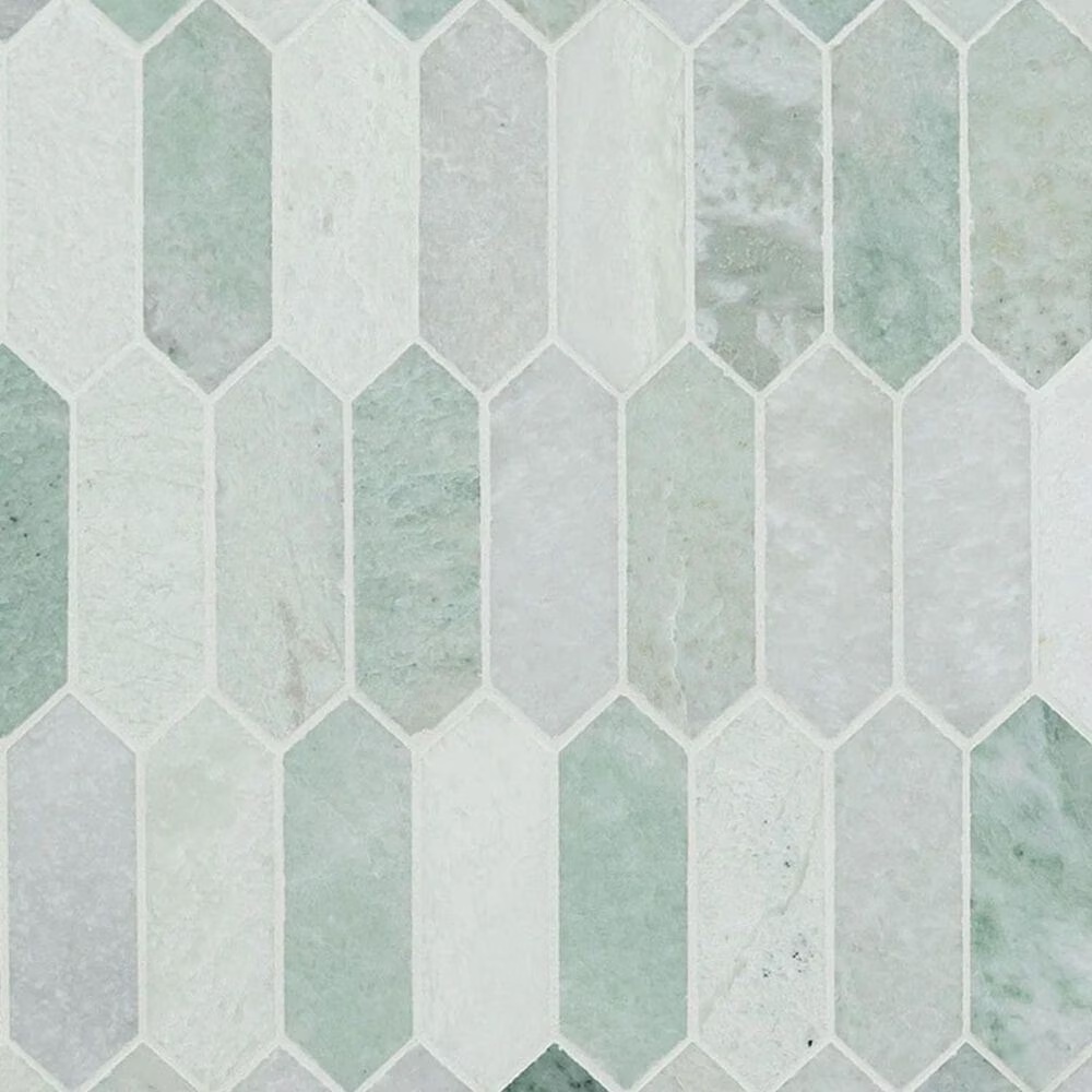 MS International Icelandic Green 12" x 12" Polished Marble Picket Mosaic Tile