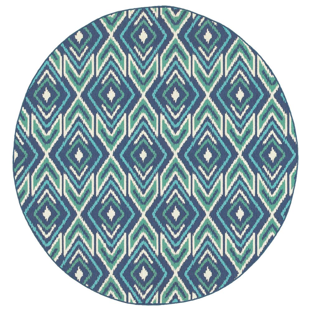 Oriental Weavers Meridian 2209B 7'10" Round Navy Area Rug