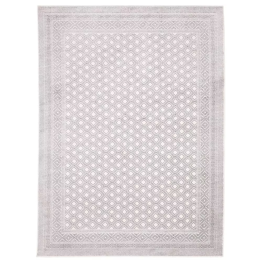 Oriental Weavers Montecito Diamond Border 9'10" x 12'10" White Area Rug