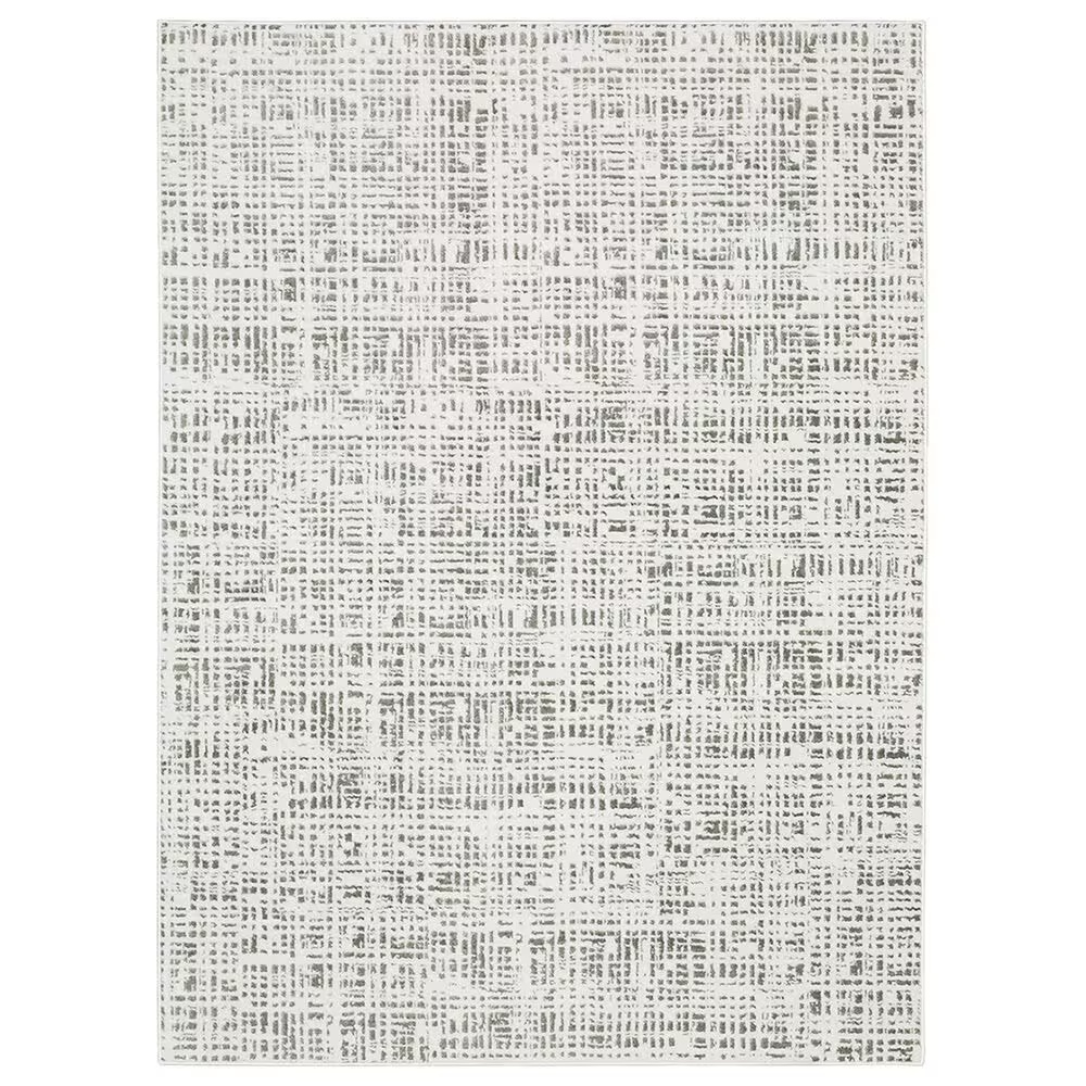 Oriental Weavers Montecito Abstract Tweed 6'7" x 9'6" White Area Rug