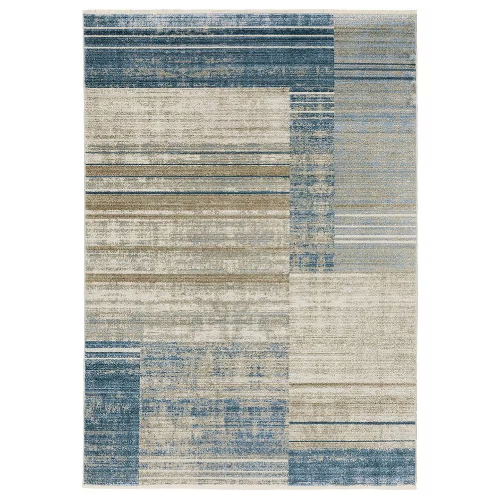 Oriental Weavers Bauer Geometric Lines 6'7" x 9'6" Blue Area Rug