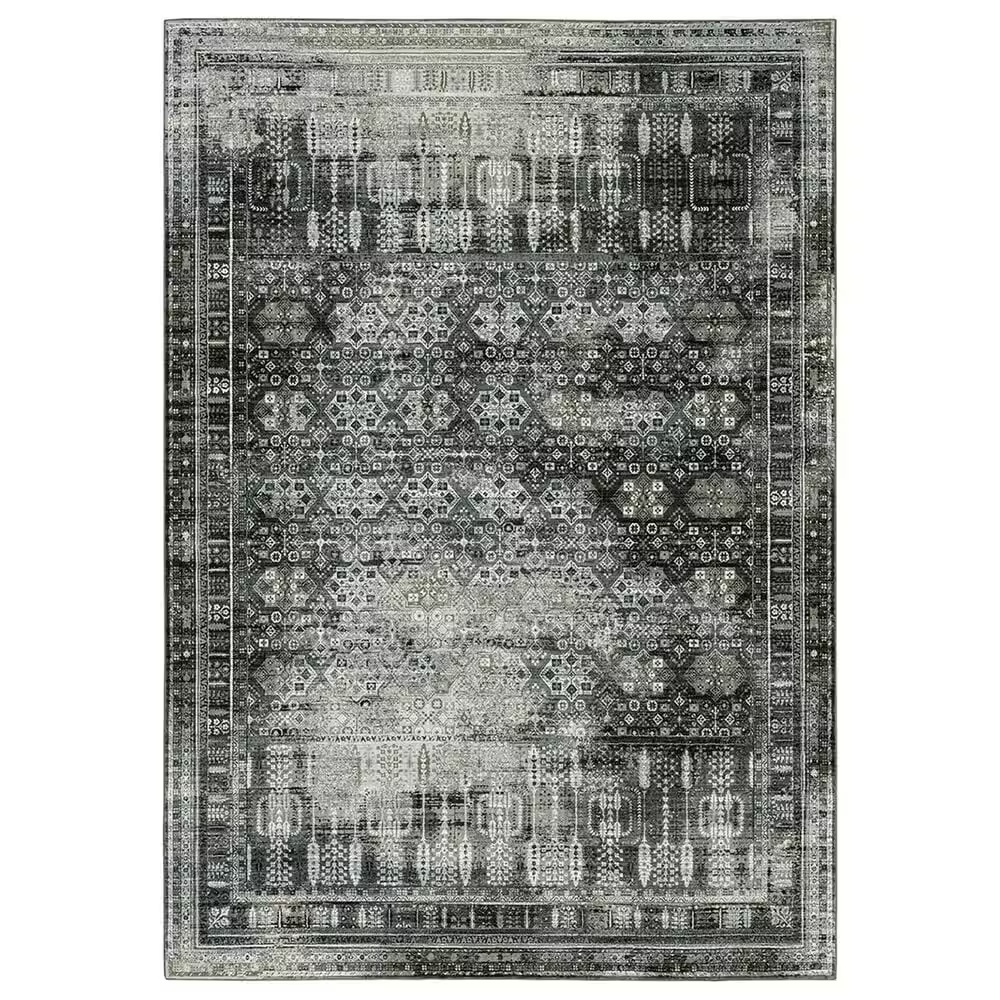 Oriental Weavers Gemini Distressed Floral 2'3" x 7'6" Charcoal Runner