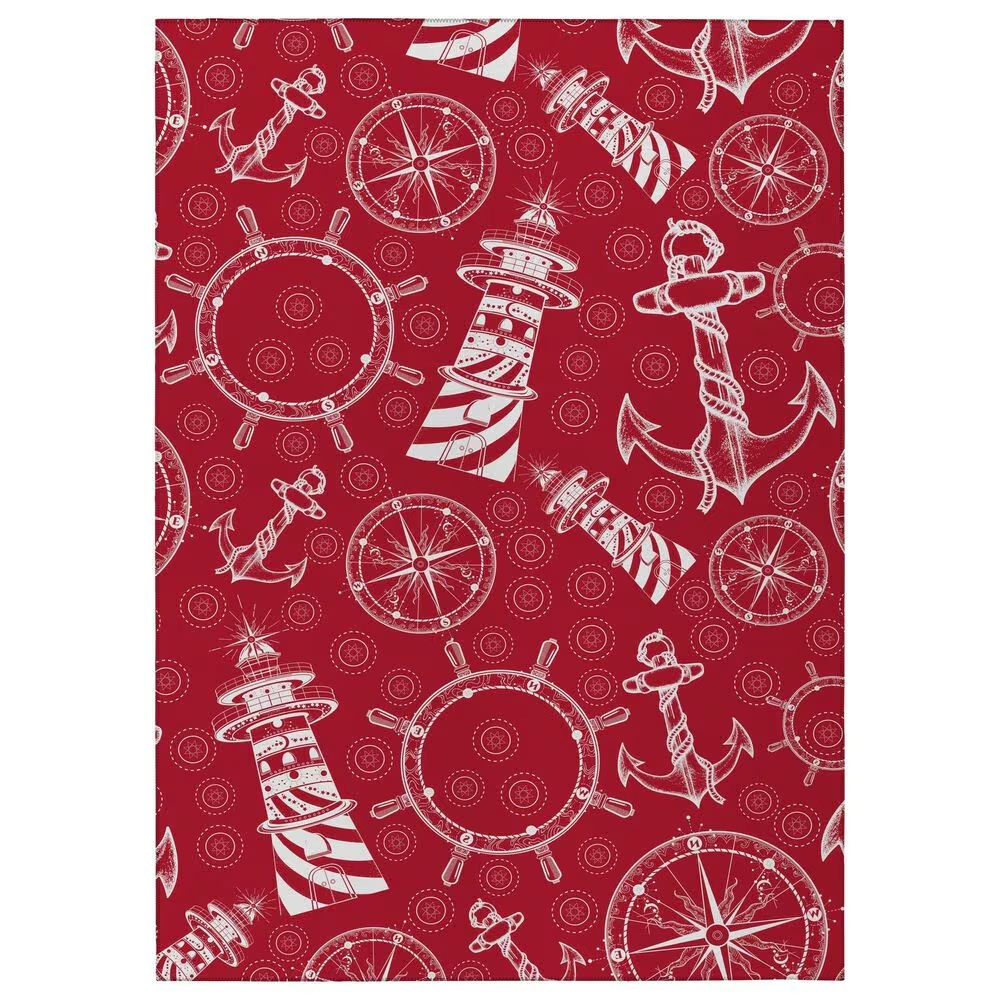 Dalyn Rug Company Harbor Nautical 5' x 7'6" Red Indoor/Outdoor Area Rug