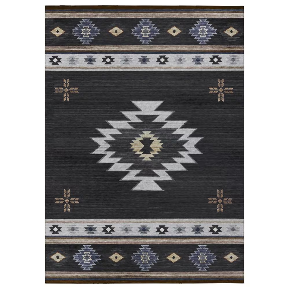 Dalyn Rug Company Phoenix PH4 8' Round Black Indoor/Outdoor Area Rug