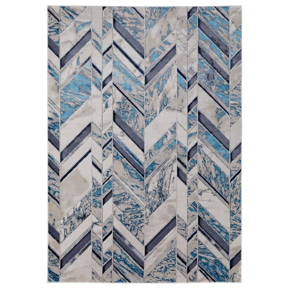Feizy Indio 6'7" x 9'6" Navy and Beige Area Rug