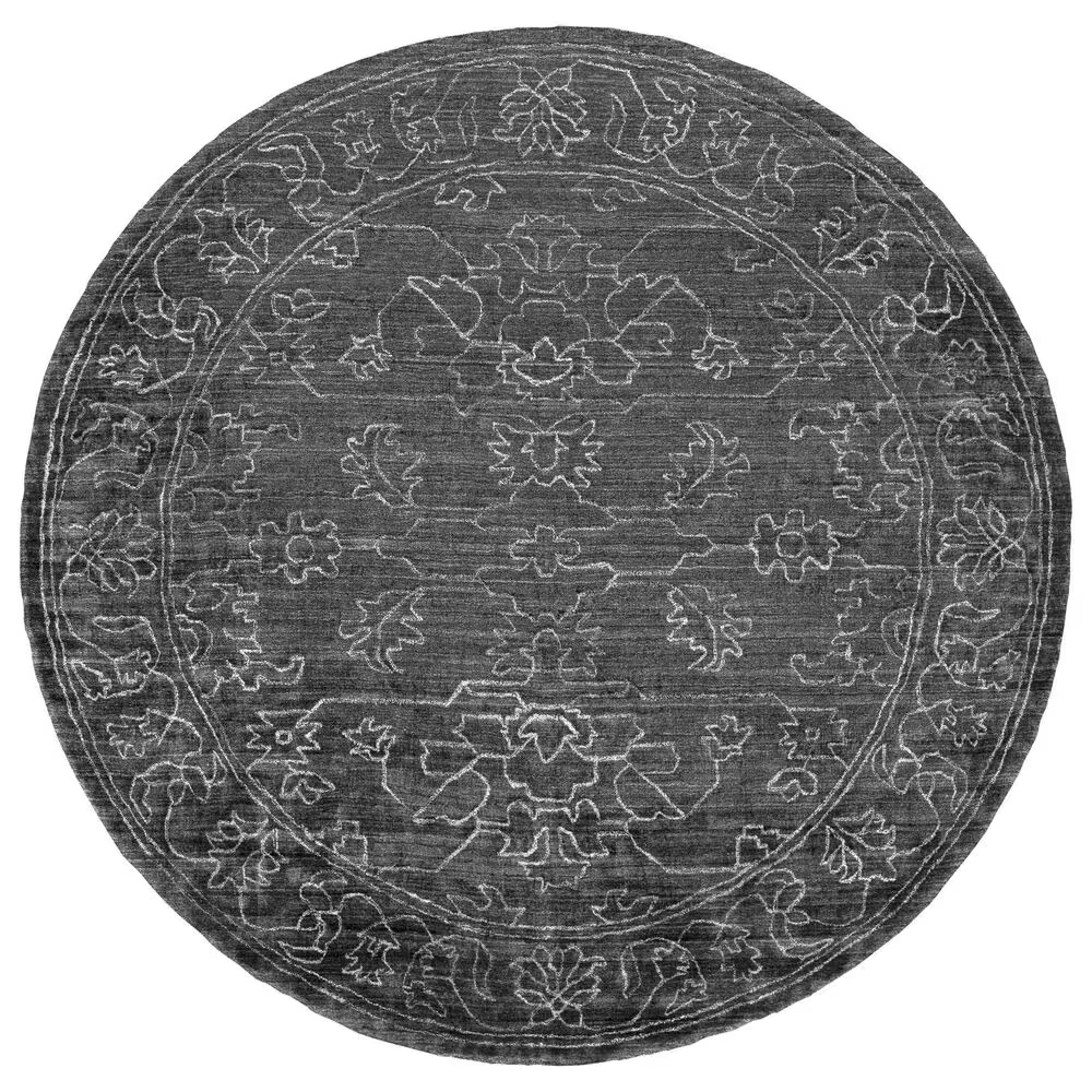 Surya Hightower 8' Round Charcoal and Light Gray Area Rug