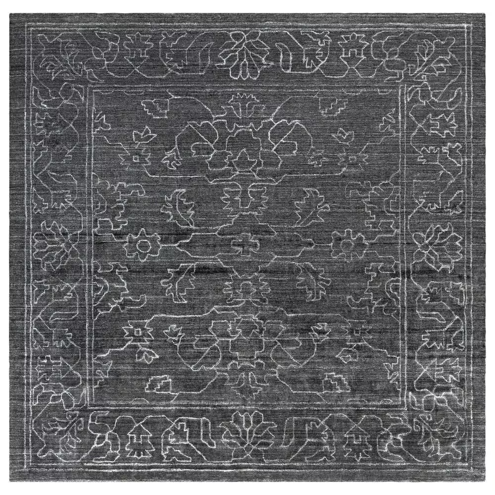 Surya Hightower 8' Square Charcoal and Light Gray Area Rug
