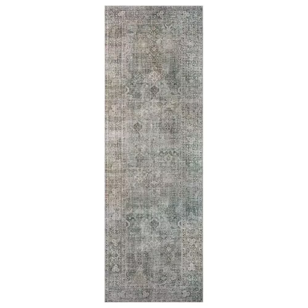 Chris Loves Julia x Loloi Jules 2'6" x 9'6" Emerald and Antique Ivory Runner