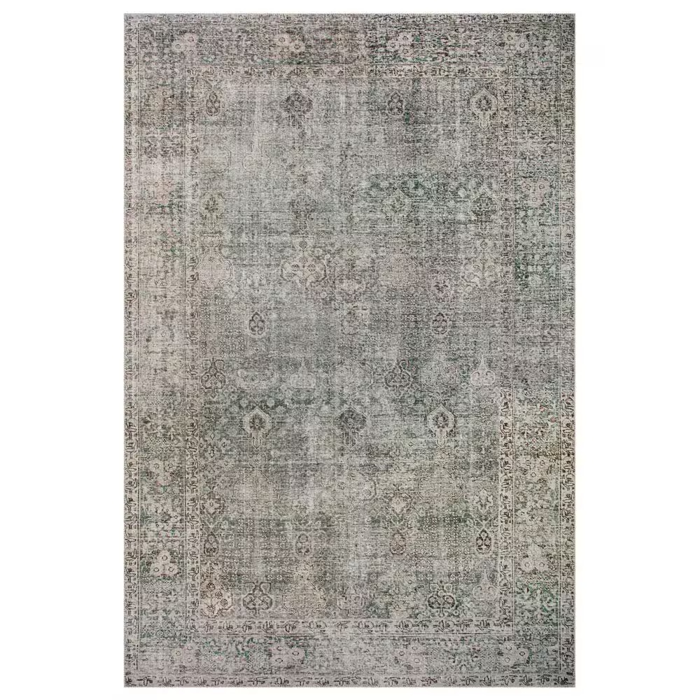 Chris Loves Julia x Loloi Jules 3'6" x 5'6" Emerald and Antique Ivory Area Rug
