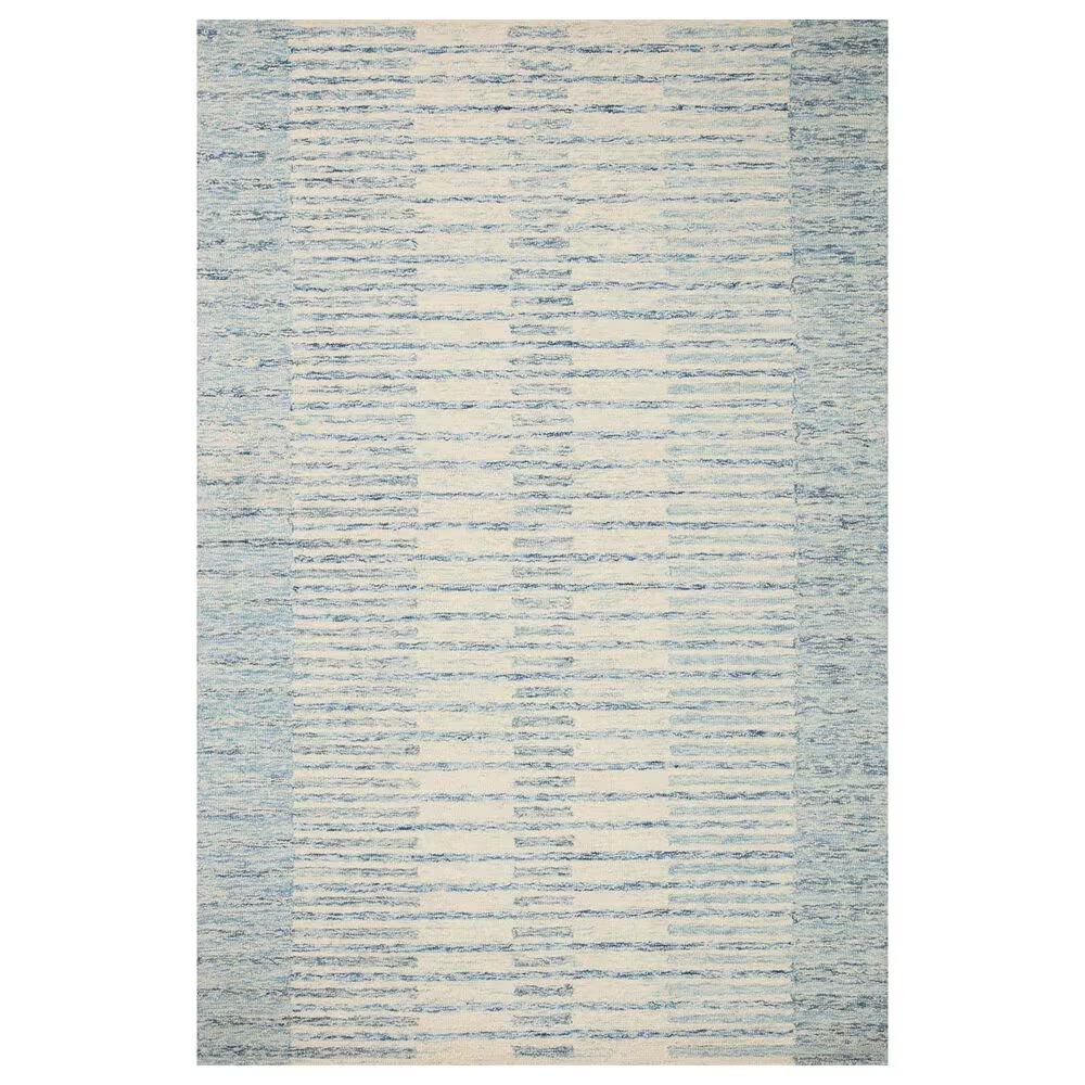 Chris Loves Julia x Loloi Chris 7'9" x 9'9" Ivory and Denim Area Rug
