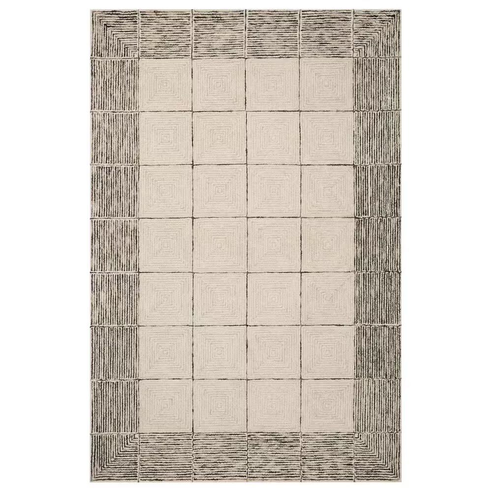 Chris Loves Julia x Loloi Francis 7'9" x 9'9" Cream and Black Area Rug