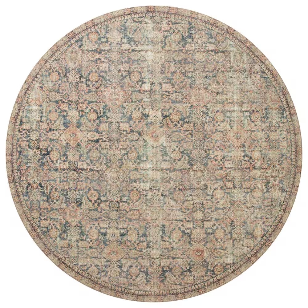 Angela Rose Aubrey 5' Round Navy and Multicolor Area Rug