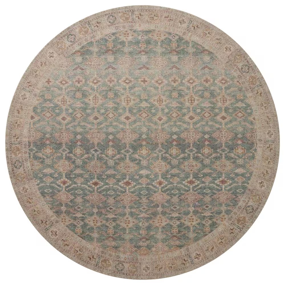 Angela Rose Aubrey 5' Round Aqua and Sand Area Rug