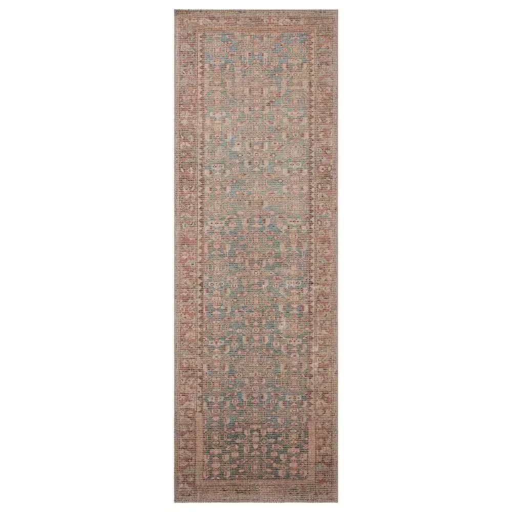 Angela Rose Aubrey 2'6" x 7'6" Blue and Terracotta Runner