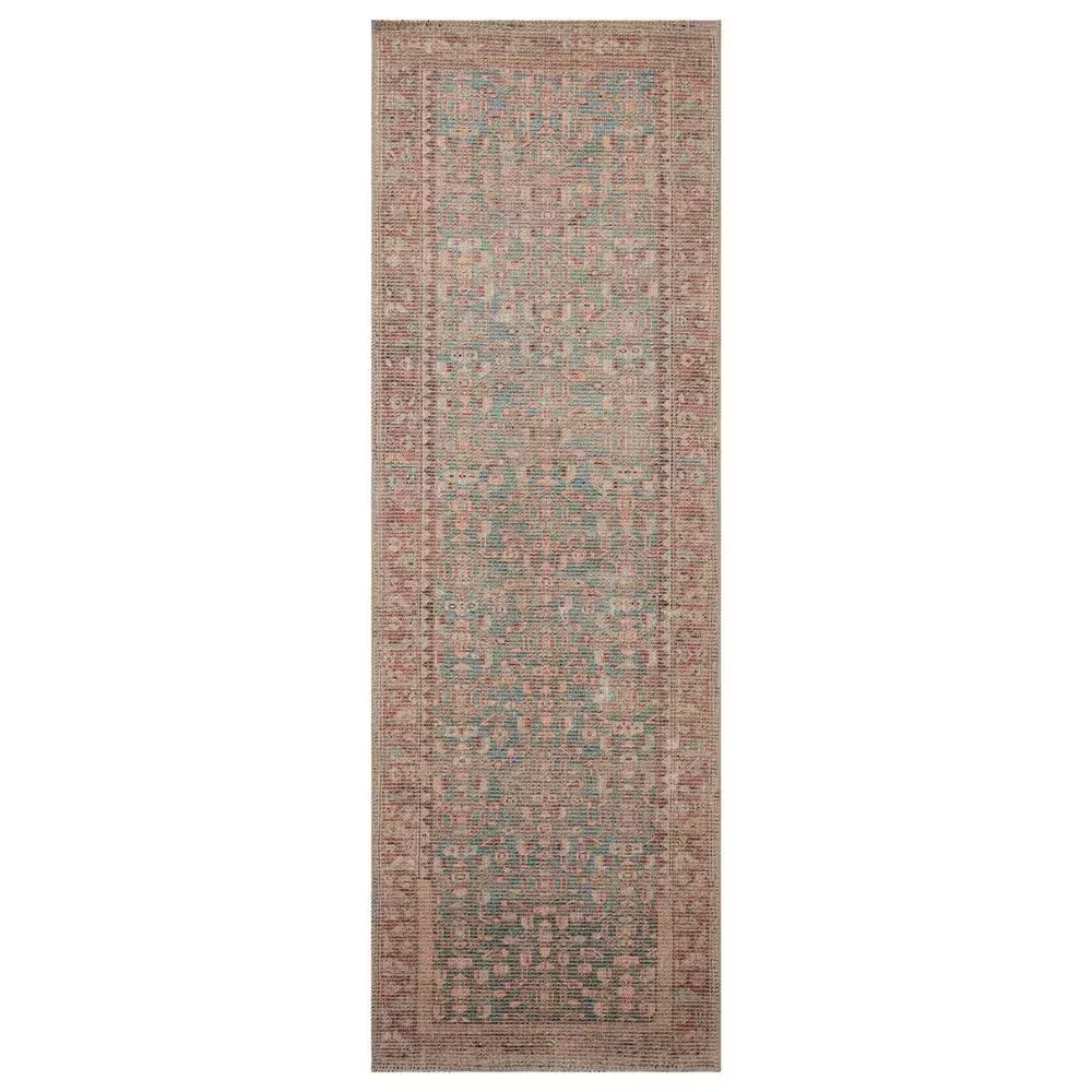Angela Rose Aubrey 2'6" x 9'6" Blue and Terracotta Runner