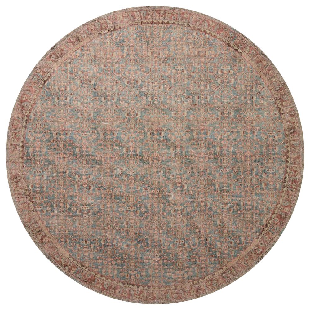 Angela Rose Aubrey 7'6" Round Blue and Terracotta Area Rug