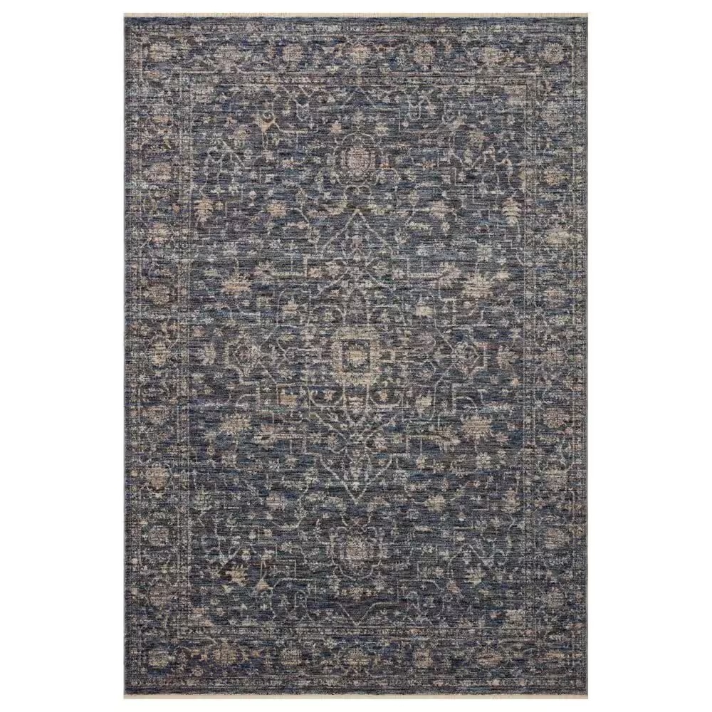 Loloi II Sorrento 5'3" Round Midnight and Natural Area Rug