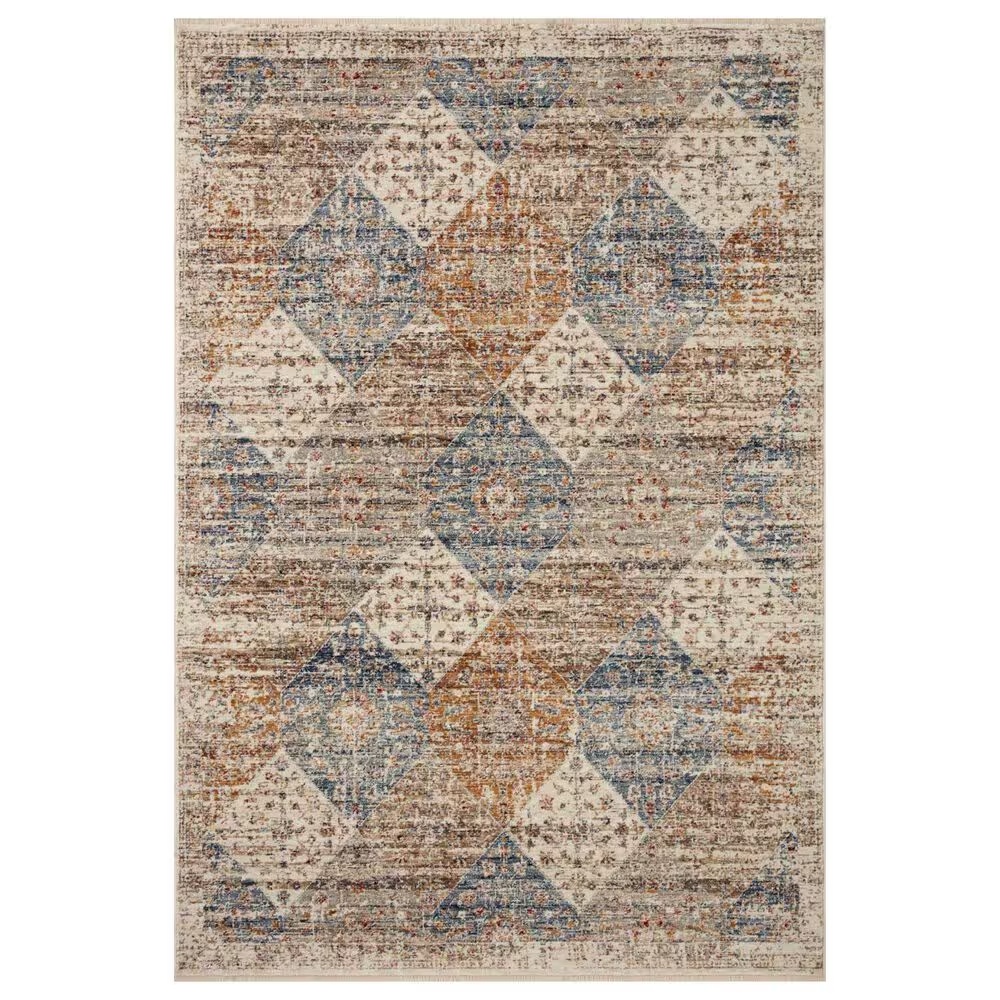 Loloi II Sorrento 5'3" Round Ivory and Multicolor Area Rug