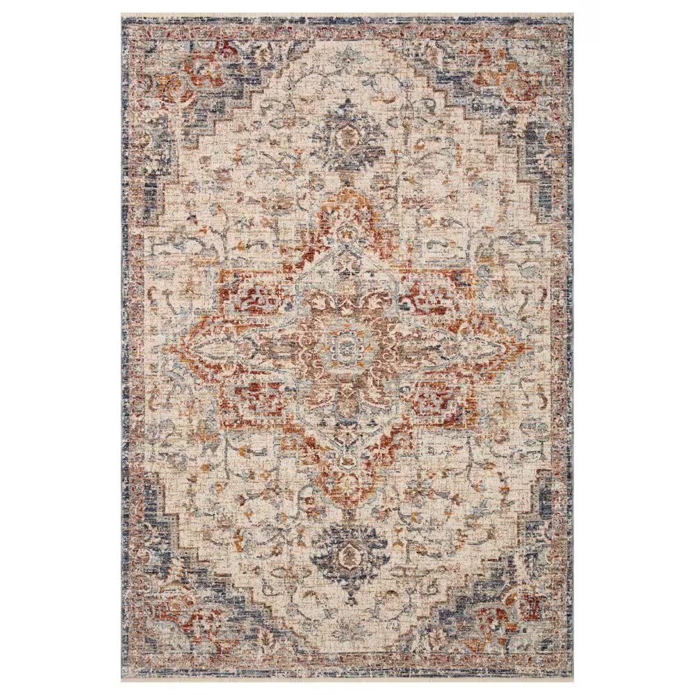 Loloi II Sorrento 7'10" Round Ivory and Fiesta Area Rug
