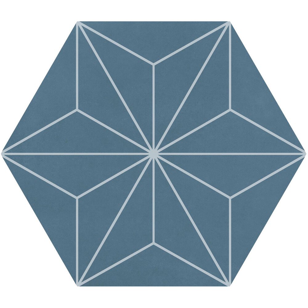 Dal-Tile Scrapbook Keepsake Blue Asanoha 8" x 9" Hexagon Porcelain Tile