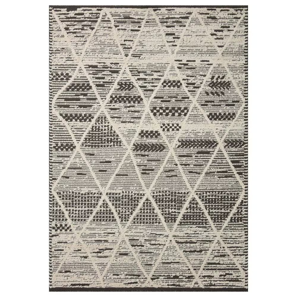 Loloi II Fabian FAB-03 7'10" Square Charcoal and Ivory Area Rug