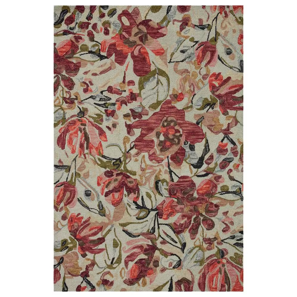 Loloi Belladonna 2'6" x 9'9" Ivory and Raspberry Runner
