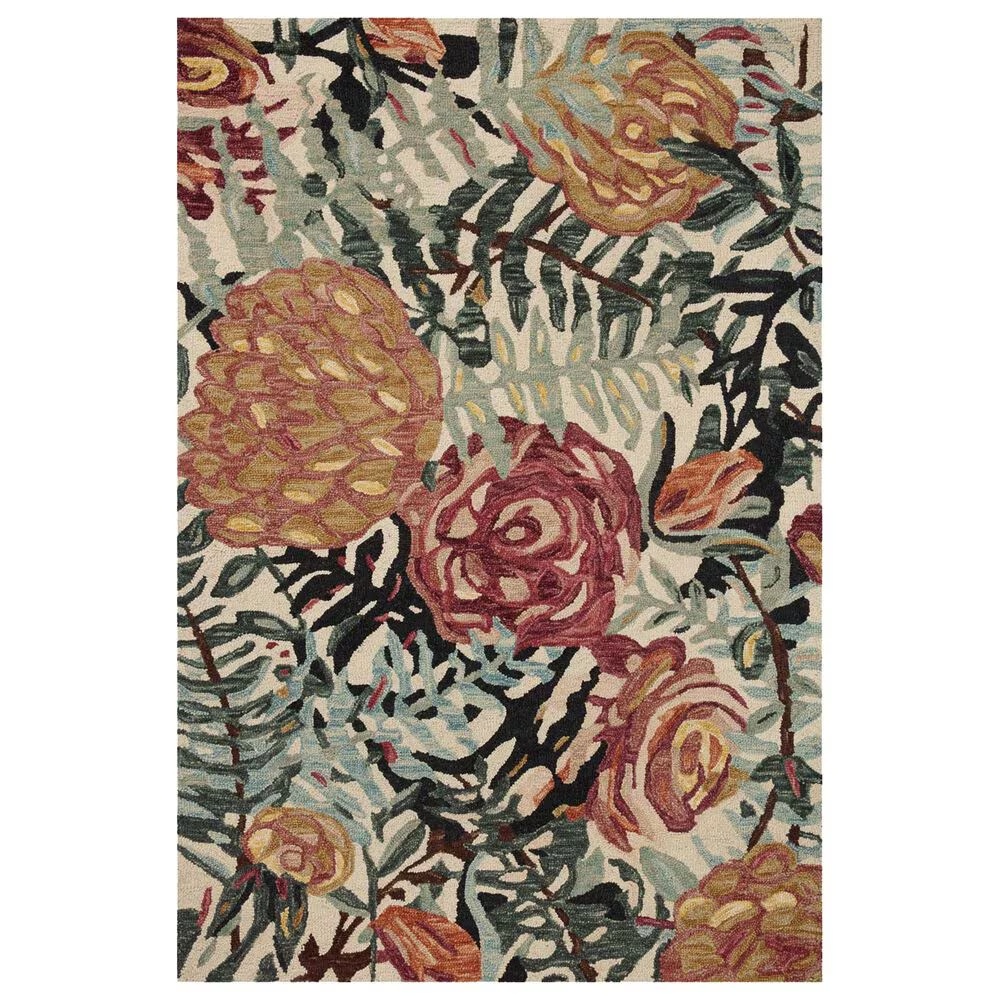 Loloi Belladonna 3'7" x 5'7" Ivory and Lagoon Area Rug