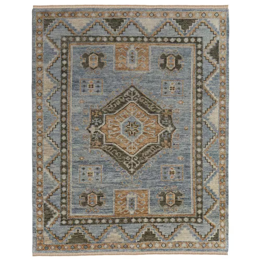Feizy Fillmore 8' Round Blue and Green Area Rug