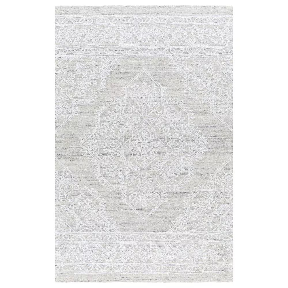 Surya Piazza PZZ-2300 6' x 9' White, Light Gray Area Rug