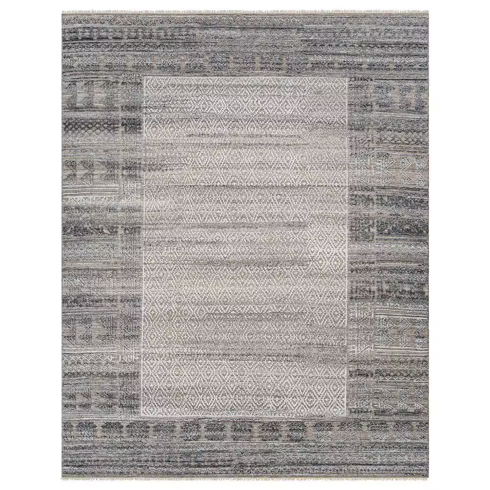 Surya Pompei 2' x 3' Slate, Black, Metallic Silver and Olive Area Rug
