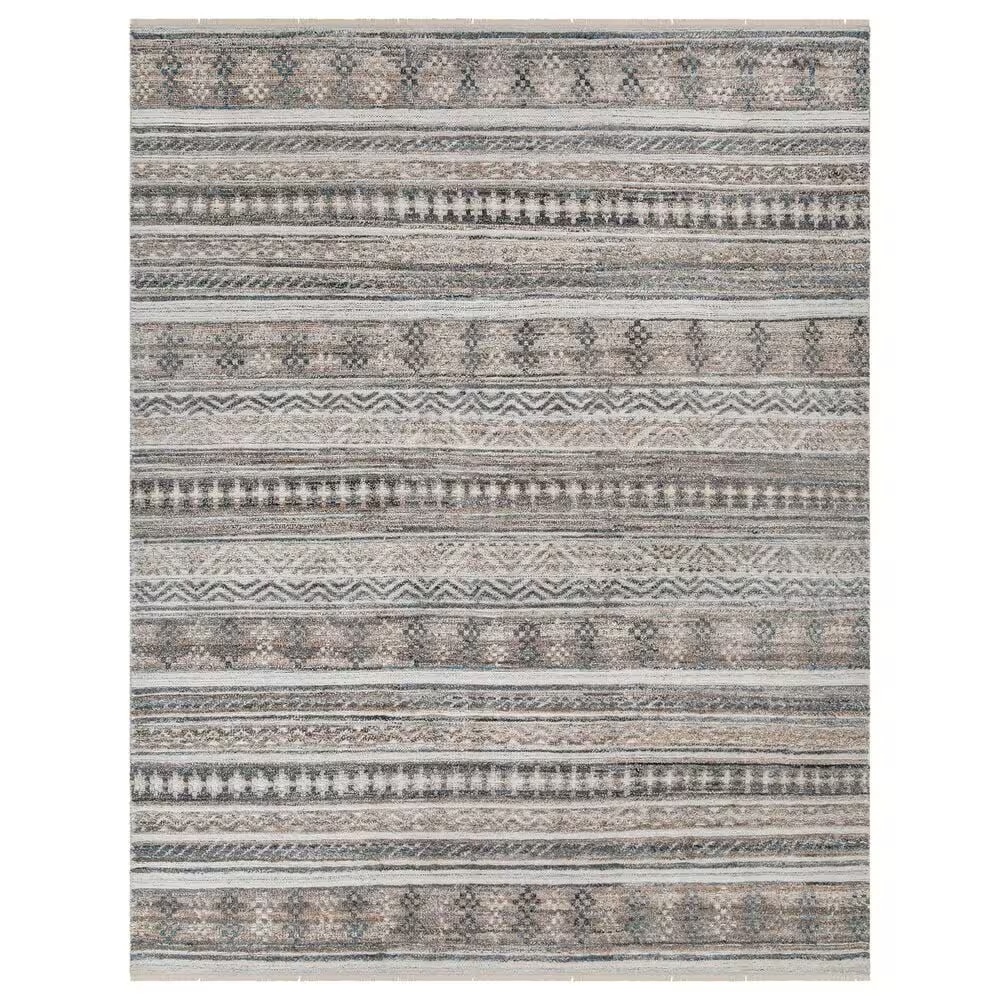 Surya Pompei 5' x 7'6" Brown, Off White, Light Gray, Black, Dark Blue and Charcoal Area Rug