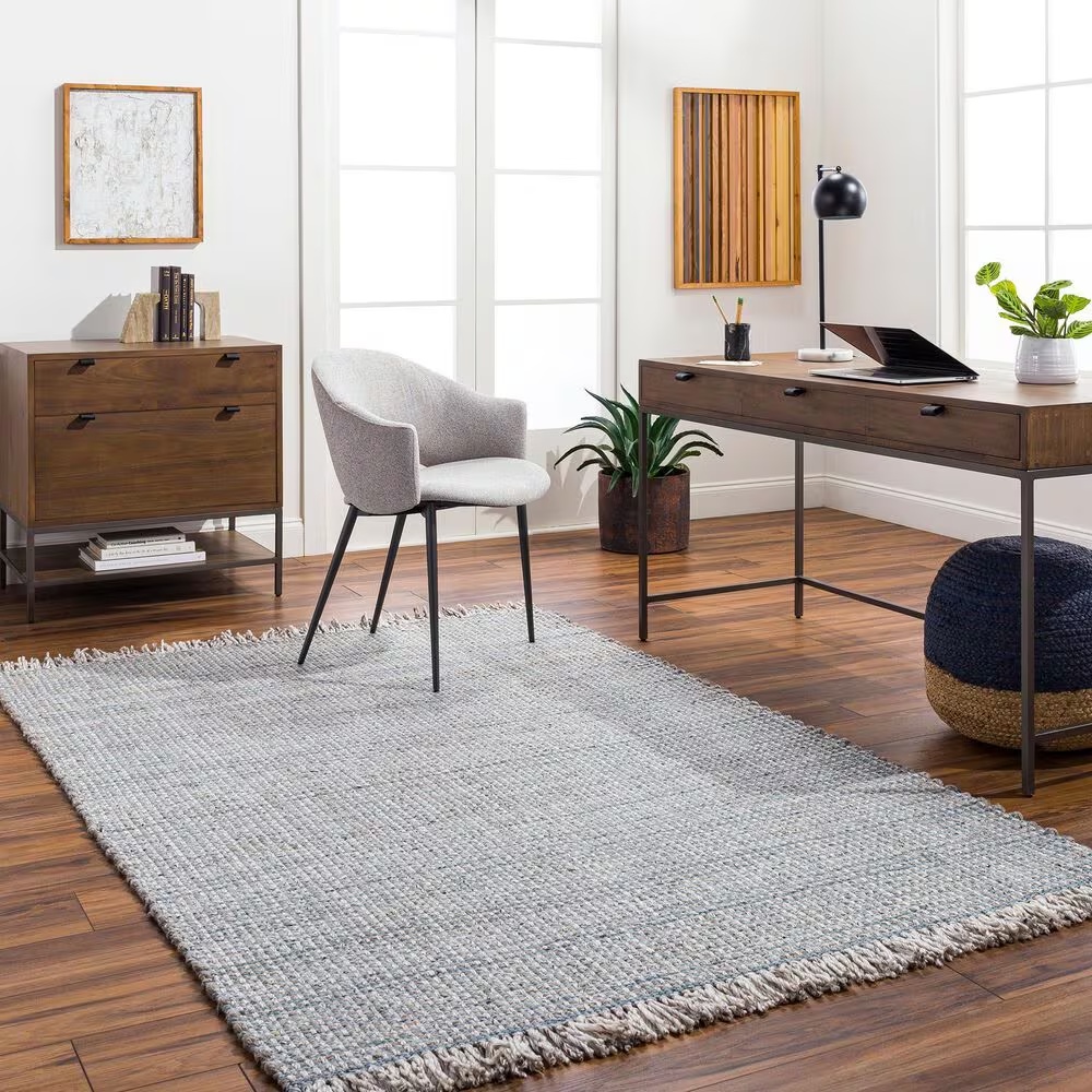 Surya Sara SRU-2300 9' x 12' Light Slate, Charcoal, Brown, Seafoam, Medium Gray, Teal, Pewter Area Rug