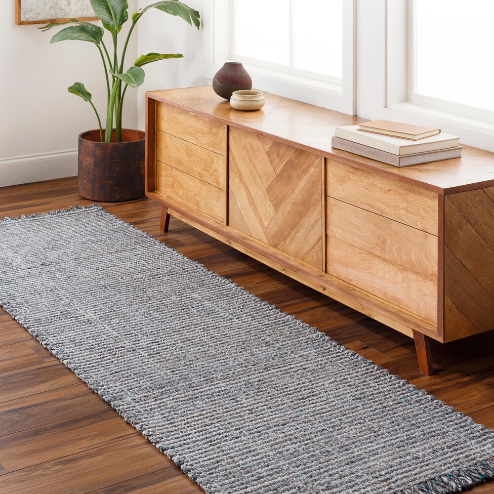 Surya Sara SRU-2301 2'6" x 8' Light Slate, Charcoal, Brown and Seafoam Runner
