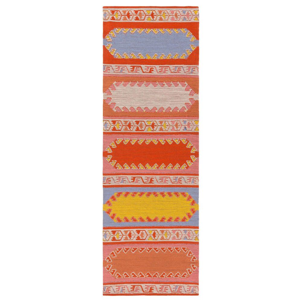 Surya Sajal 2'6" x 8' Brick Red, Camel, Ivory, Rose, Light Blue and Mustard Runner