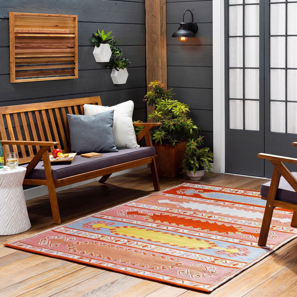Surya Sajal 4' x 6' Brick Red, Camel, Ivory, Rose, Light Blue and Mustard Area Rug