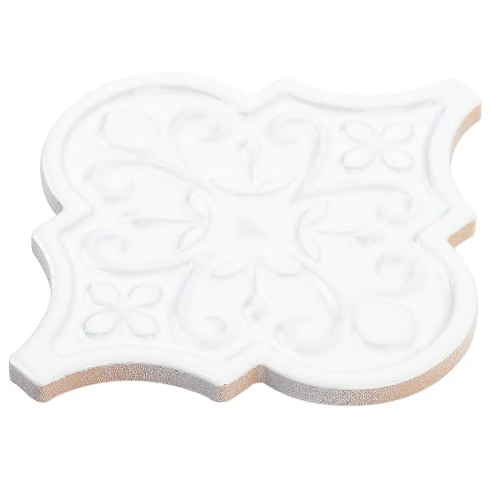 Soho Studio Terra Ignis Floral Lantern Blanco 6.25" x 7.25" Ceramic Tile