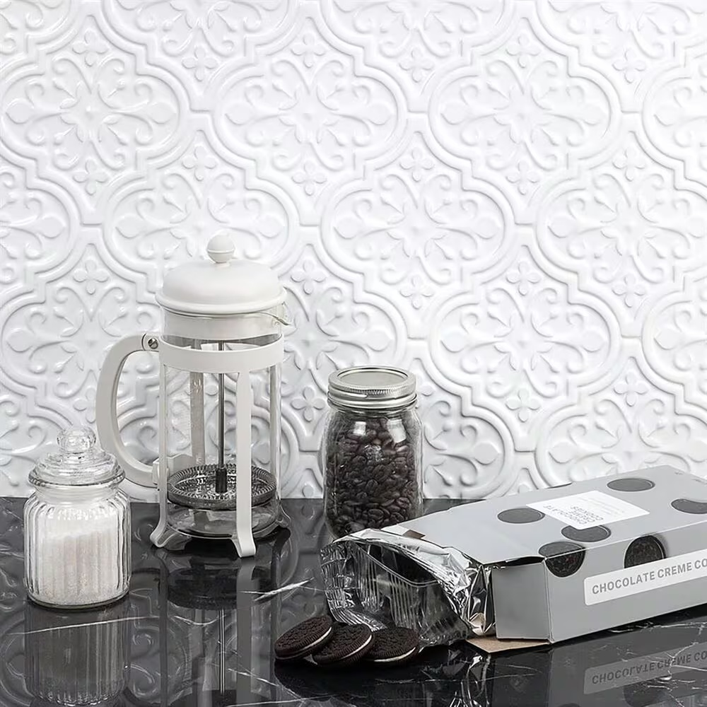 Soho Studio Terra Ignis Floral Lantern Blanco 6.25" x 7.25" Ceramic Tile