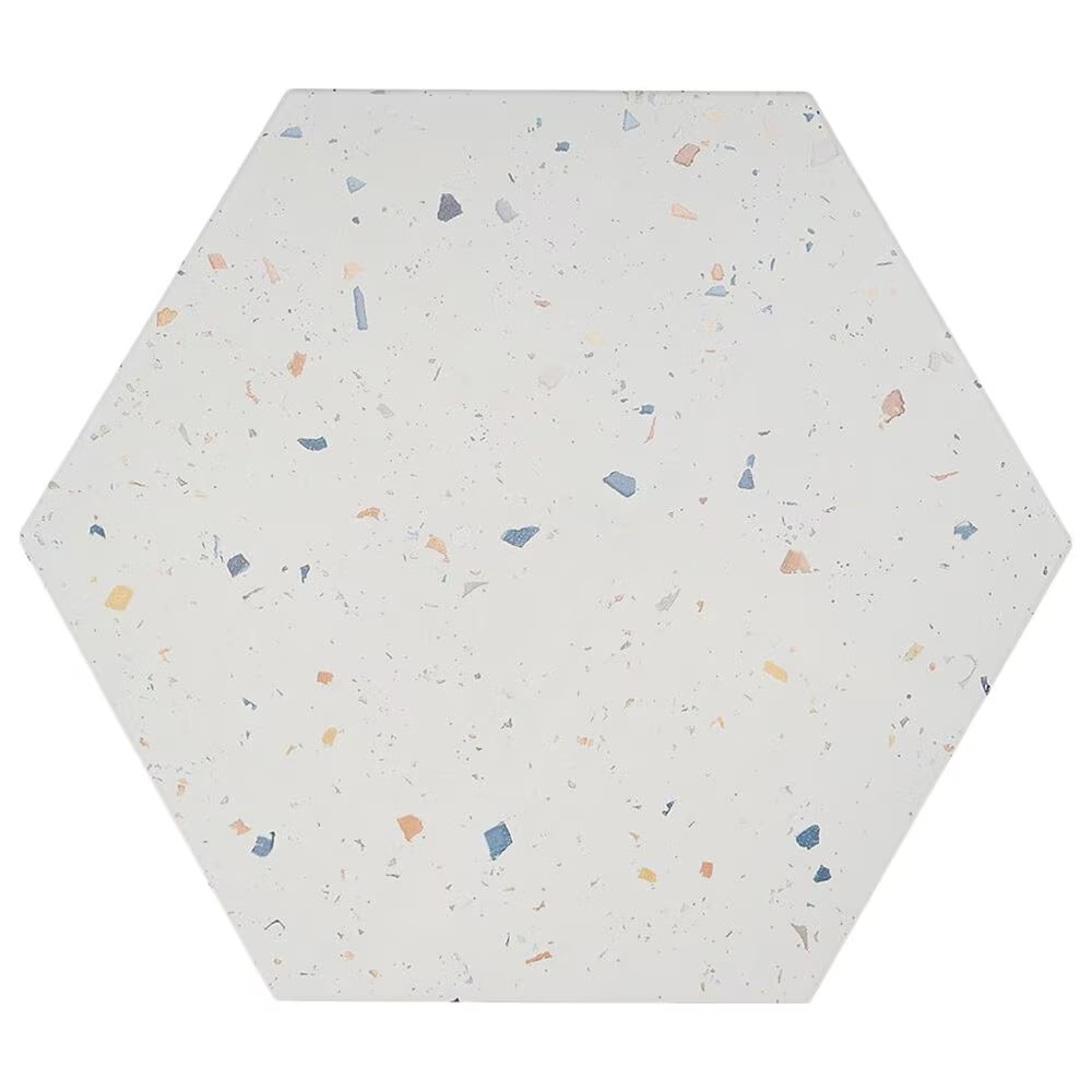 Soho Studio Wild Terrazzo Multi White 13" x 14" Hexagon Porcelain Tile