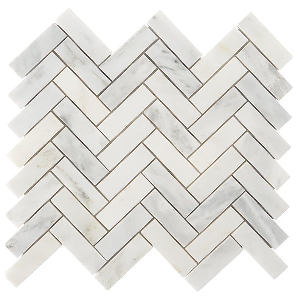 Soho Studio Asian Statuary 1" x 3" on 11" x 13" Marble Mosaic Sheet