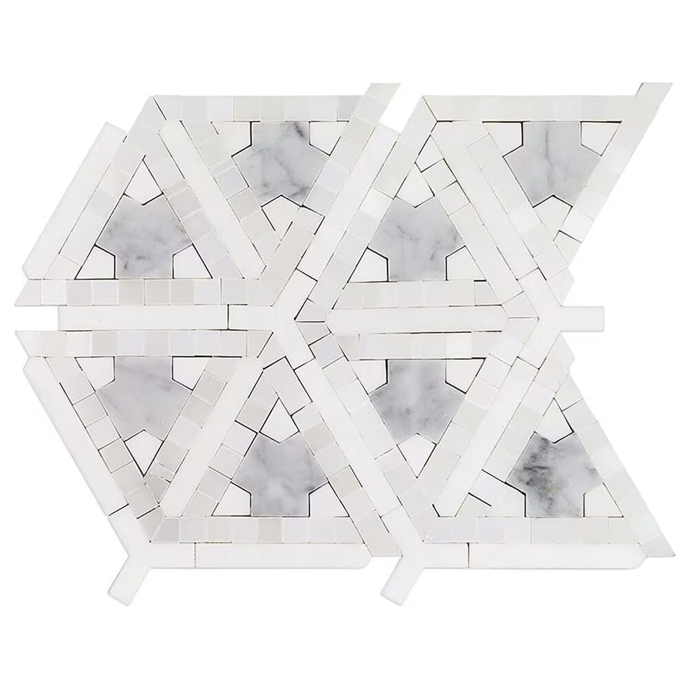 Soho Studio MJ Nibiru Thassos, Carrara and Royal White 13" x 11" Marble Mosaic Sheet