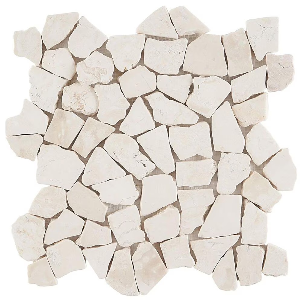 Soho Studio Pebblestone Lovina White 12" x 12" Tumbled Natural Stone Mosaic Sheet