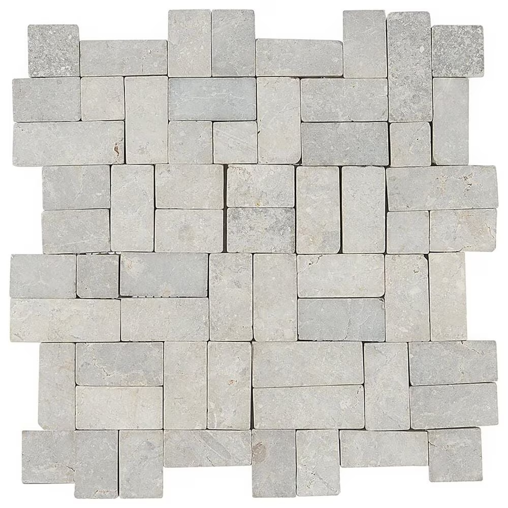 Soho Studio Pebblestone Prambanan Grey 12" x 12" Natural Stone Mosaic Sheet