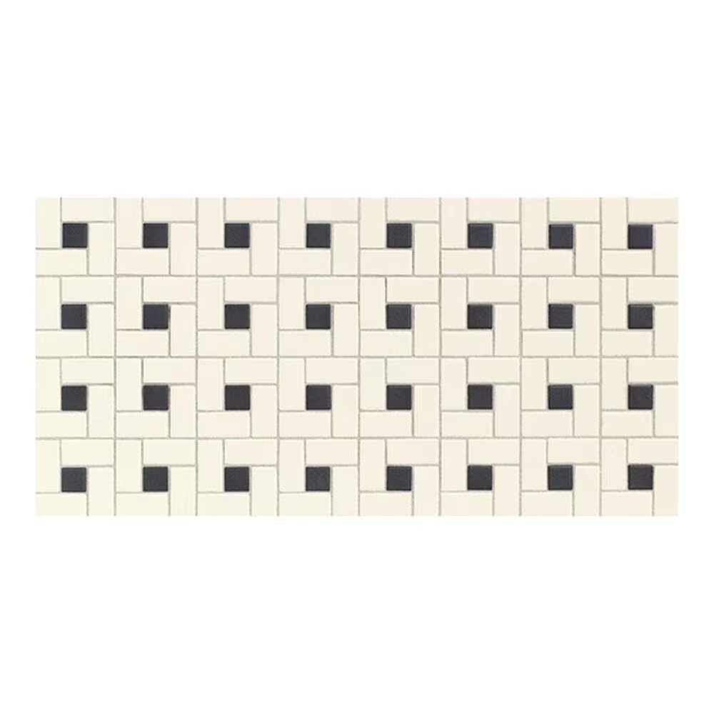 Dal-Tile Keystone Blends Biscuit/Black Dot Windmill 12" x 24" Ceramic Mosaic Sheet