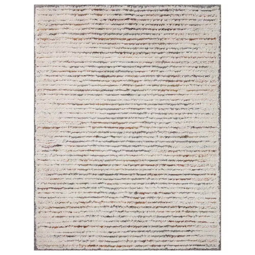Loloi Levitt Shag 5'3" x 7'6" Ivory and Multicolor Area Rug
