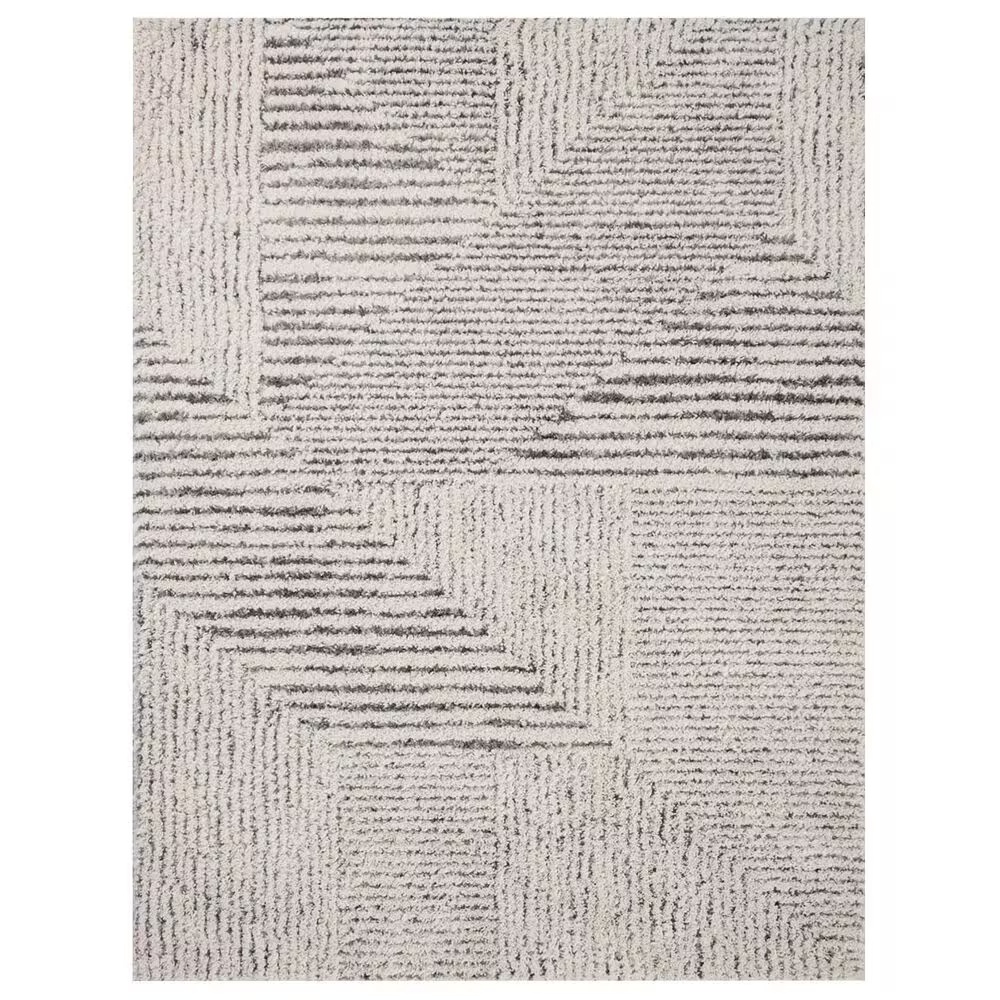 Loloi Levitt Shag 2'7" x 7'6" Ivory and Grey Runner